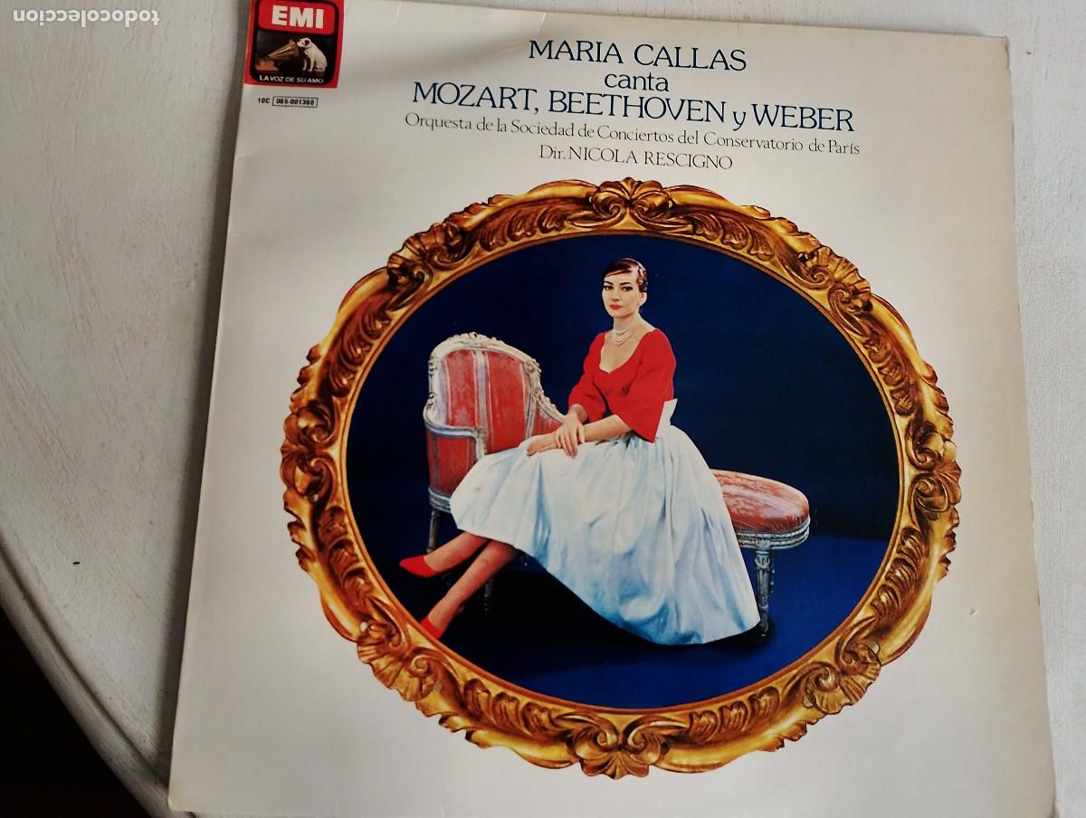 Discos de vinilo: MARIA CALLAS CANTA ARIAS DE MOZART BEETHOVEN Y WEBER, ed espa&ntilde;ola,1981, contiene el libro