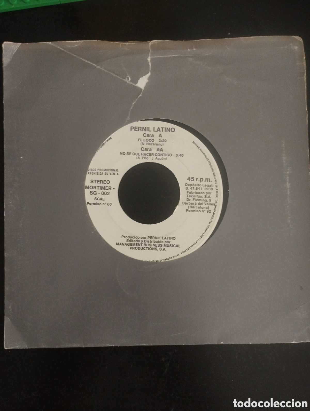 Discos de vinilo: Pernil Latino &ndash; El Loco. 1988. Vinilo, 7&rdquo;, 45 RPM, Promo. Mortimer &ndash; MORTIMER-SG-002