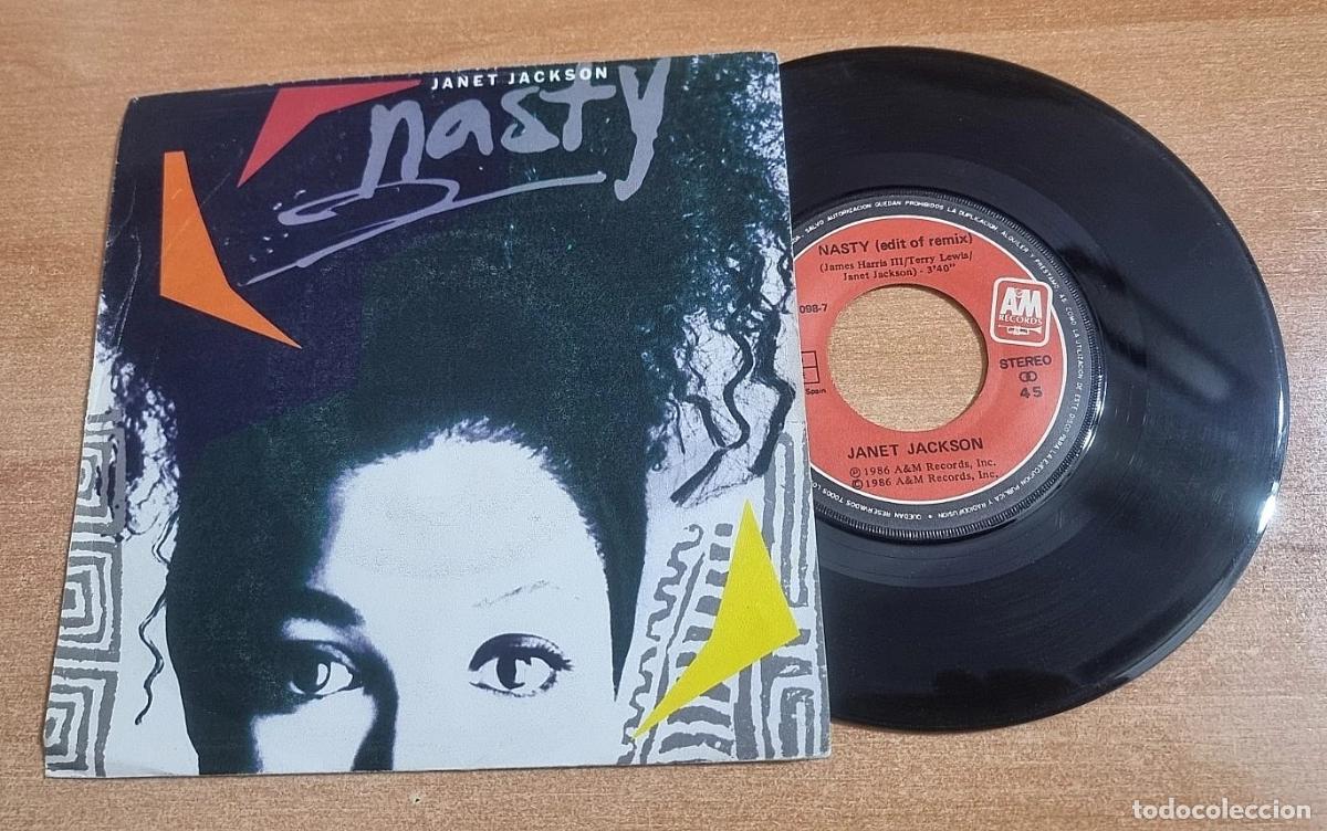 Discos de vinilo: JANET JACKSON Nasty REMIX 7&rdquo; SINGLE VINILO PROMO A&Ntilde;O 1986 CONTIENE 2 TEMAS