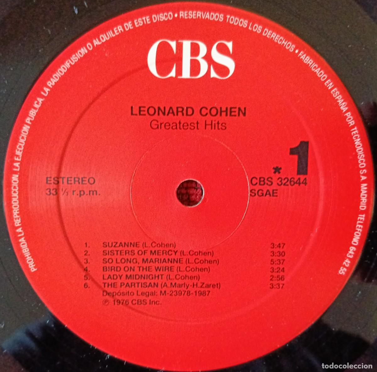 Discos de vinilo: LEONARD COHEN ** Greatest Hits ** REEDICION VINILO LP (SIN PORTADA)