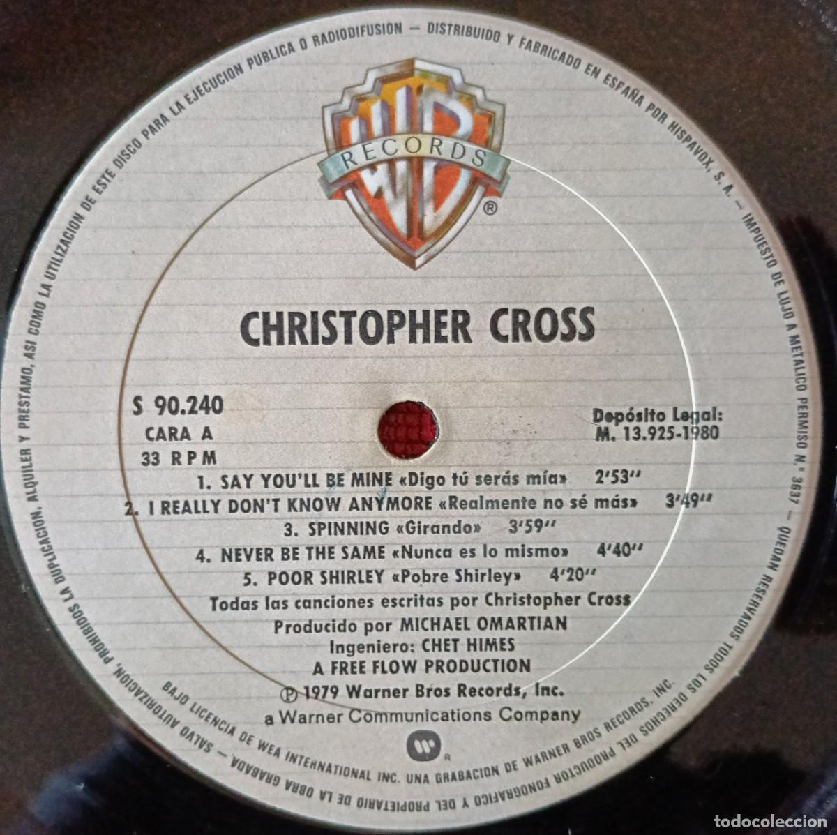 Discos de vinilo: CHRISTOPHER CROSS ** Christopher Cross ** VINILO LP 1980 (SIN PORTADA)