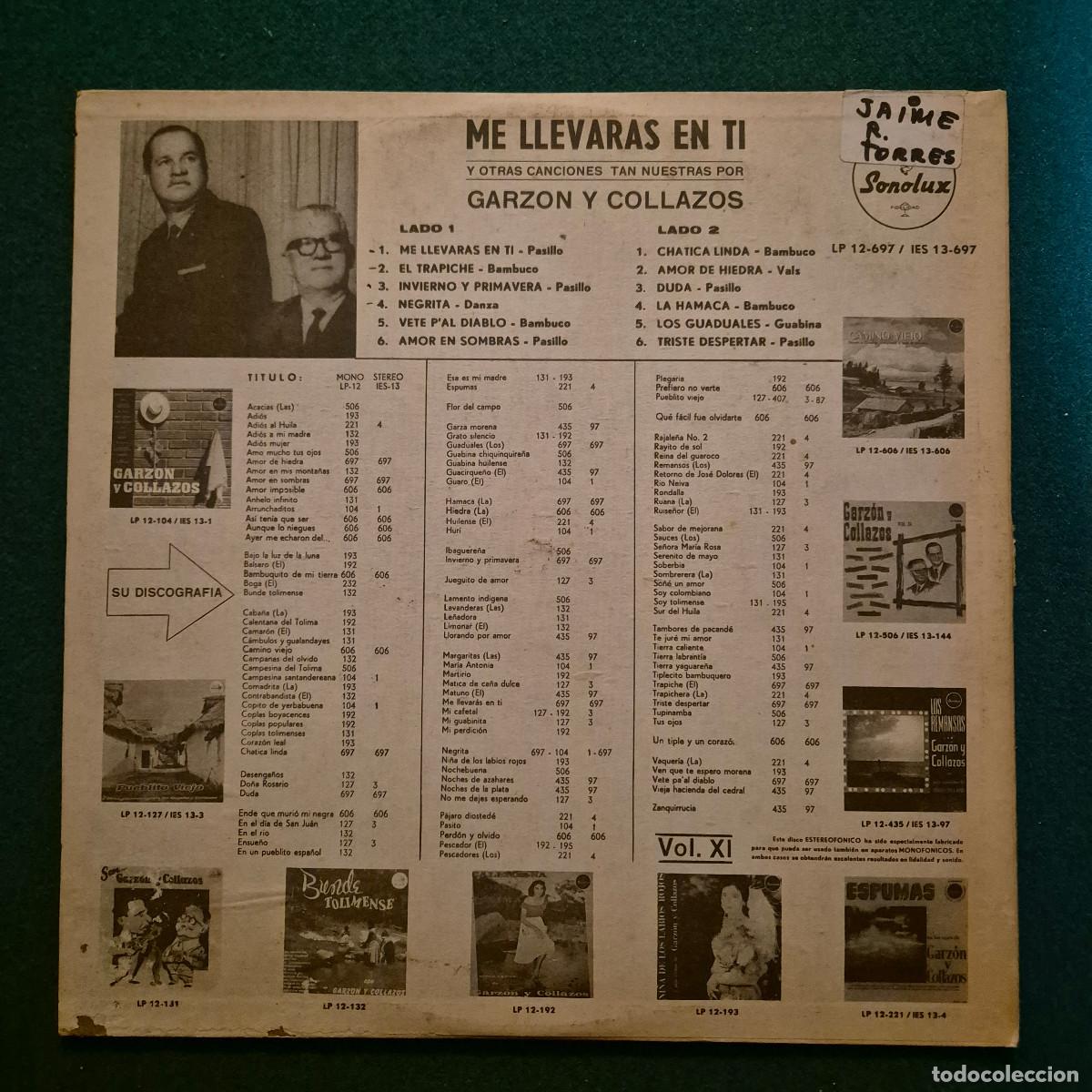 Discos de vinilo: Garz&oacute;n Y Collazos &ndash; Me Llevaras En Ti - Foto 2
