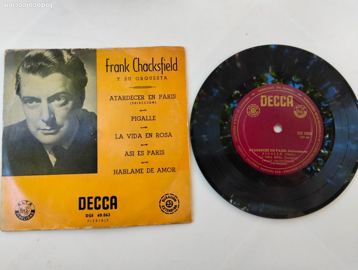 Discos de vinilo: FRANK CHACKSFIELD Y SU ORQUESTA, ATARDECER EN PARIS, EDITA DECCA