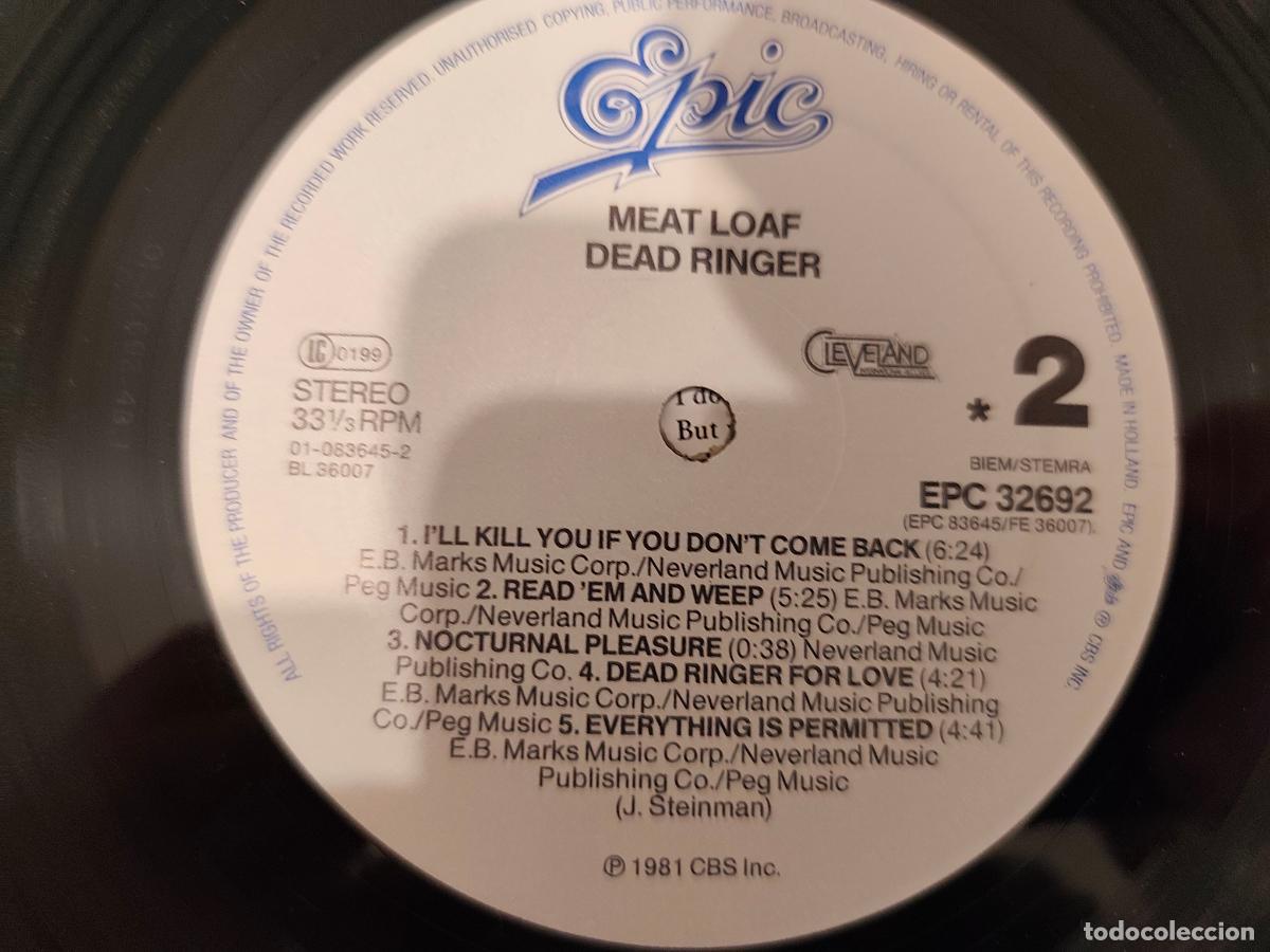 Discos de vinilo: Meat Loaf &lrm;&ndash; Dead Ringer- (1985) LP disco vinilo - Foto 2