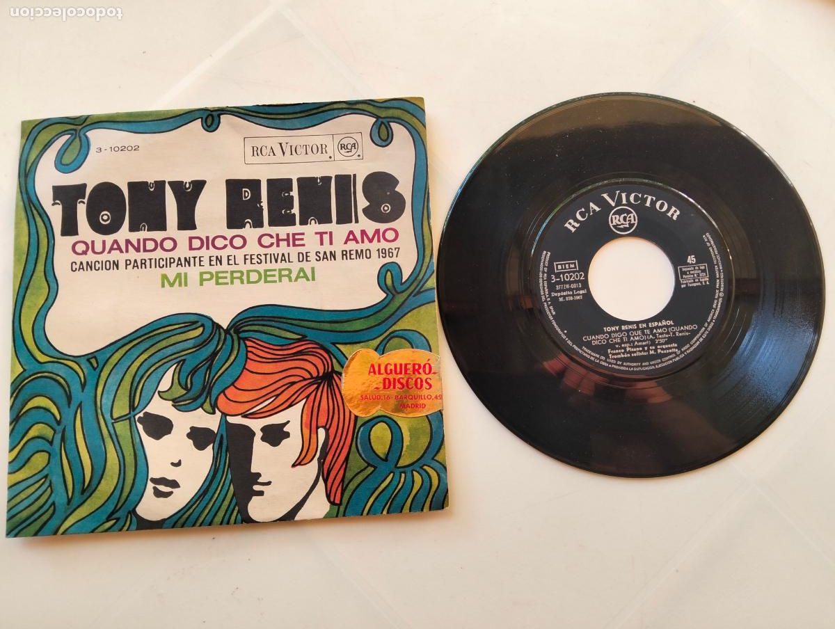 Discos de vinilo: TONY RENIS, CUANDO DICO CHE TI AMO, EDITA RCA VICTOR, FESTIVAL DE SAN REMO 1967