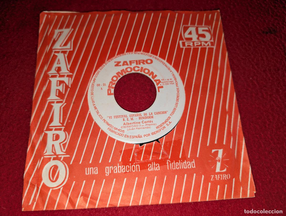 Discos de vinilo: ALBERTINA CORTES Eternidad/Bonita 7'' SINGLE 1964 Zafiro PROMO VI FESTIVAL CANCION BENIDORM