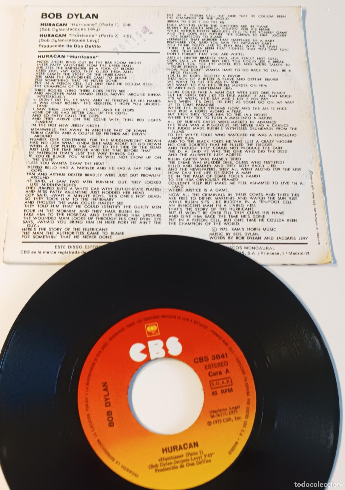 Discos de vinilo: BOB DYLAN - HURACAN CBS - 1975 - Foto 2