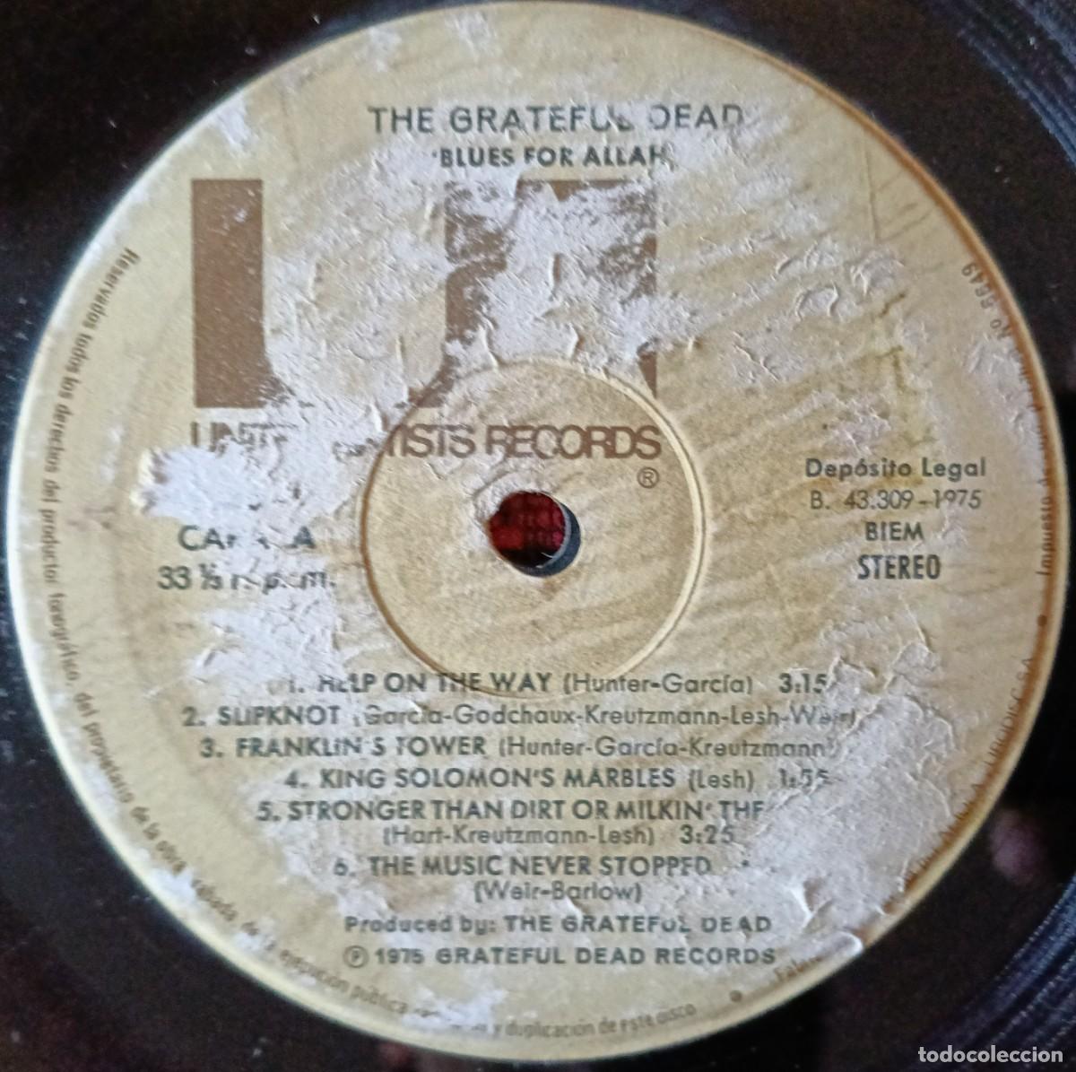 Discos de vinilo: GRATEFUL DEAD ** Blues For Allah ** VINILO LP 1975 - Foto 3