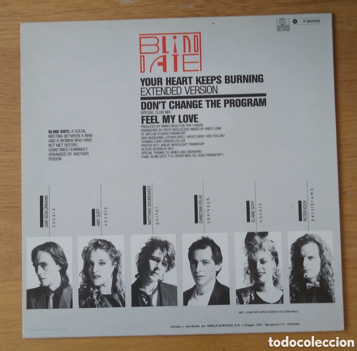 Discos de vinilo: BLIND DATE : &rdquo;YOUR HEART KEEPS BURNING&rdquo; MAXI-SINGLE VINILO 1985 - DISCO - Foto 2