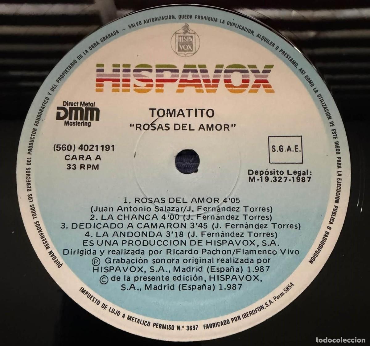 Discos de vinilo: TOMATITO - ROSAS DEL MAR - Foto 3