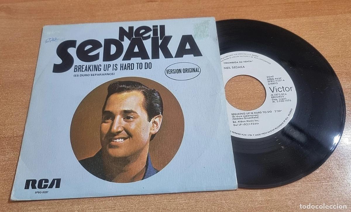 Discos de vinilo: NEIL SEDAKA Braking up is hard to do 7&rdquo; SINGLE VINILO PROMO DEL A&Ntilde;O 1976 CONTIENE 2 TEMAS