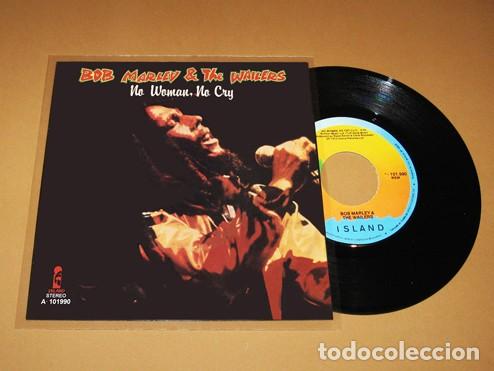 Discos de vinilo: BOB MARLEY - NO WOMAN, NO CRY / BAD CARD - SINGLE - 1980 / RARE CON PORTADA DE CART&Oacute;N