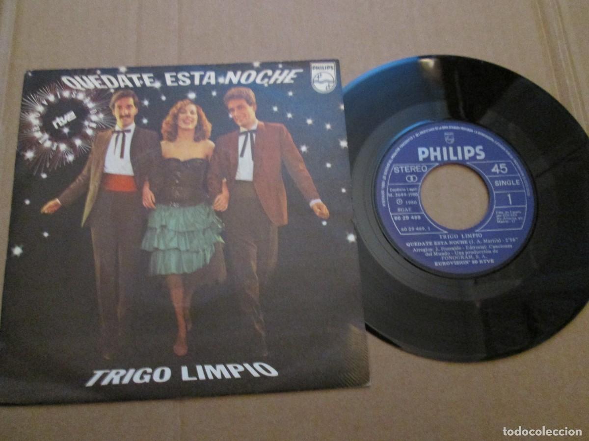 Discos de vinilo: TRIGO LIMPIO - Qu&eacute;date esta Noche / De profesi&oacute;n Brib&oacute;n. Single, ed espa&ntilde;ola 7&rdquo; 1980. Impecable NM