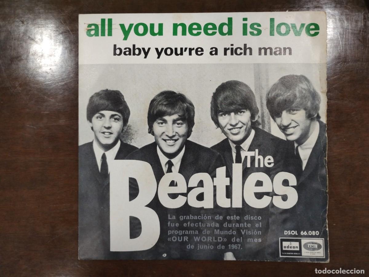 Discos de vinilo: Disco de Vinilo de The Beatles &rdquo;All You Need Is Love / Baby You're a Rich Man&rdquo;