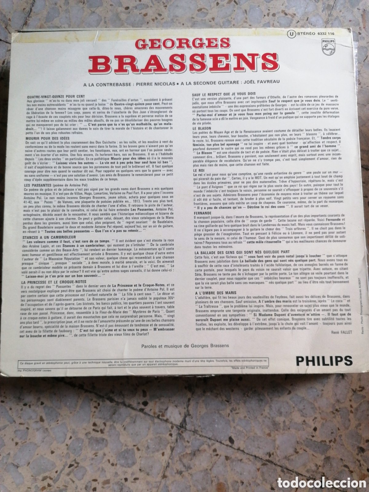 Discos de vinilo: LP GEORGES BRASSENS EDICION FRANCIA - Foto 2