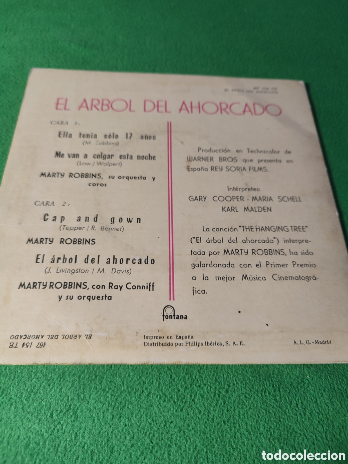 Discos de vinilo: Marty Robbins - BSO El &aacute;rbol del ahorcado E.P - Foto 2