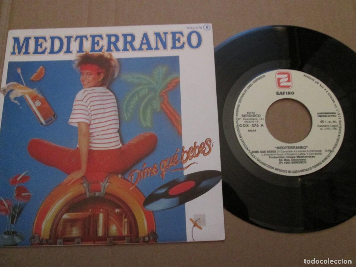 Discos de vinilo: MEDITERRANEO - Dime qu&eacute; bebes / Elegante profesi&oacute;n. Single, ed espa&ntilde;ola 7&rdquo; PROMO 1983. Impecable NM