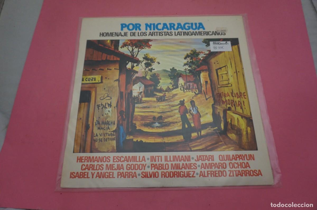 Discos de vinilo: LP - POR NICARAGUA - HOMENAJE DE LOS ARTISTAS LATINOAMERICANOS - SILVIO RODRIGUEZ - DISCO COMO NUEVO