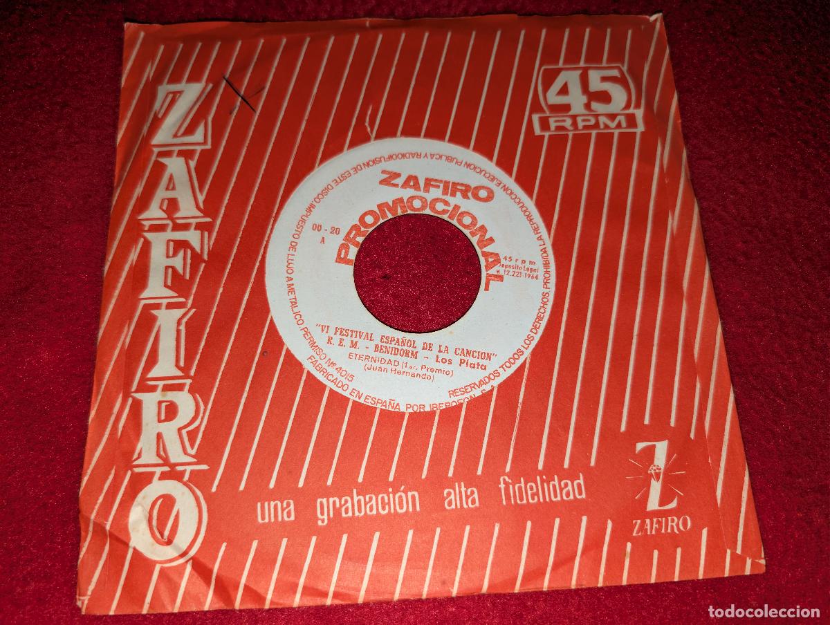 Discos de vinilo: LOS PLATA Eternidad/El barco, la mar y el viento 7'' SINGLE 1964 Zafiro PROMO VI FESTIVAL BENIDORM