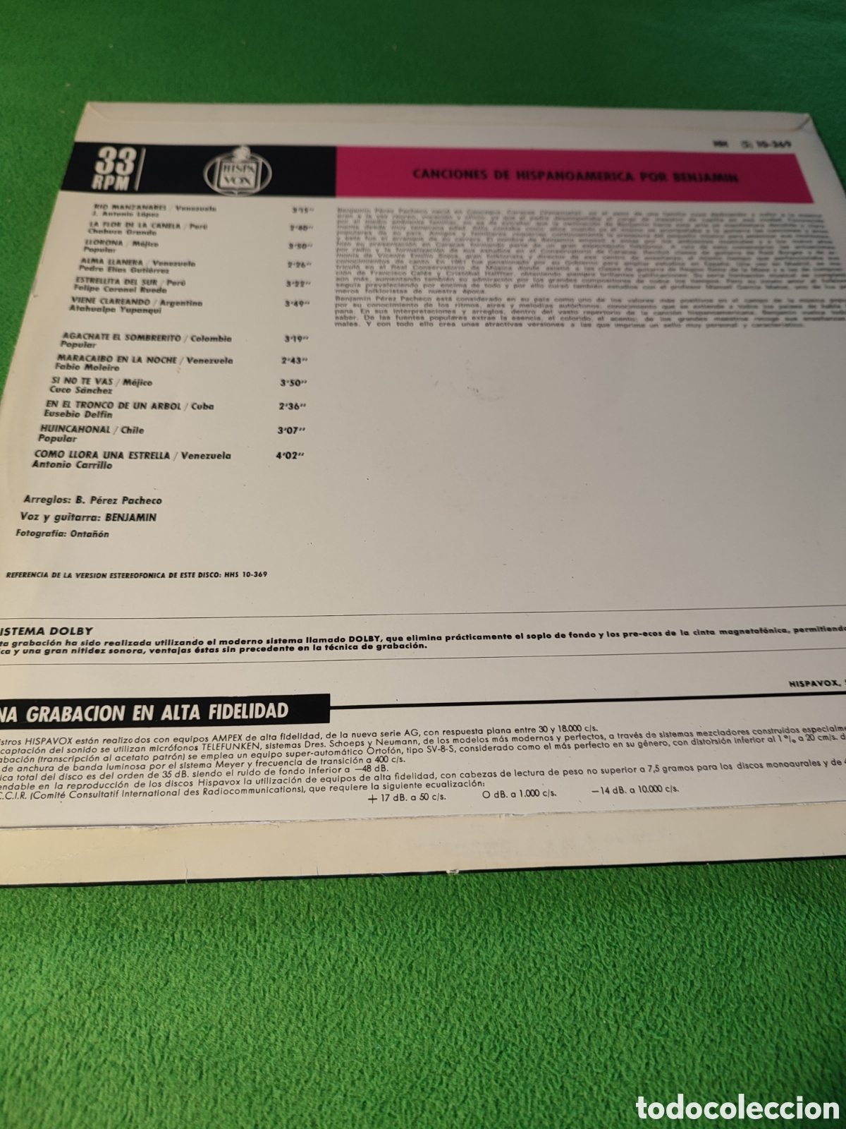 Discos de vinilo: Benjam&iacute;n - Canciones de Hispanoam&eacute;rica - Foto 2