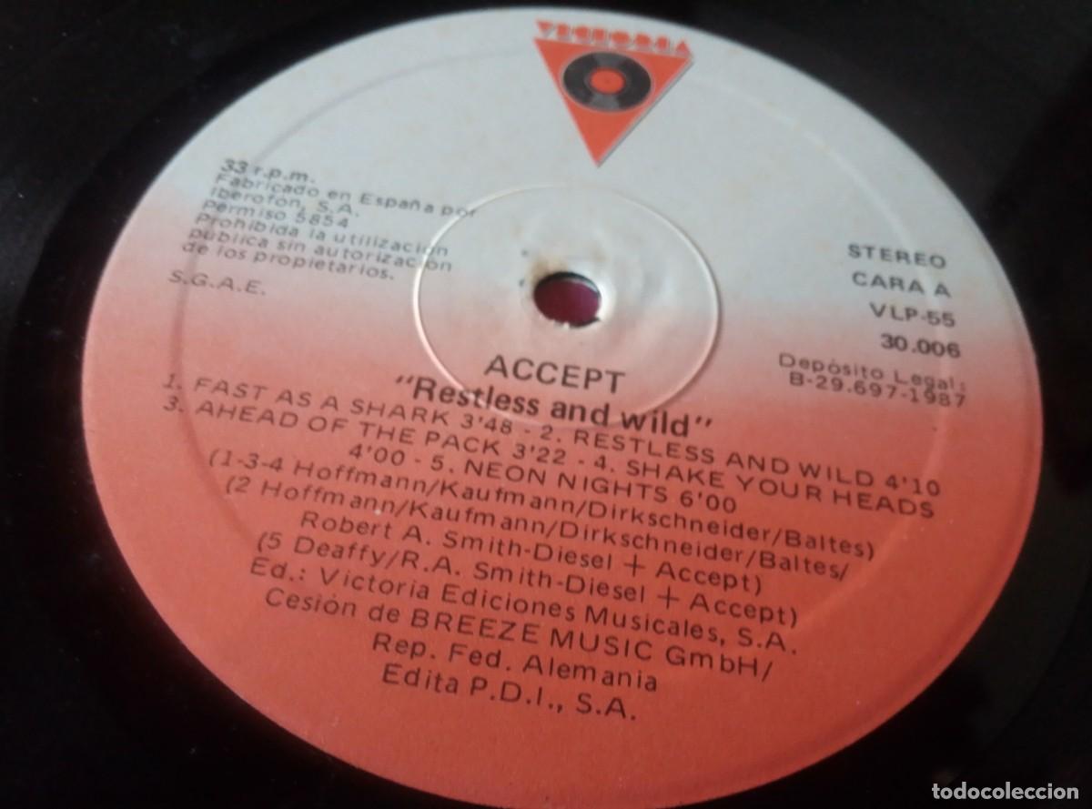 Discos de vinilo: ACCEPT RESTLESS AND WILD 1987 LP L3 2 43 - Foto 4