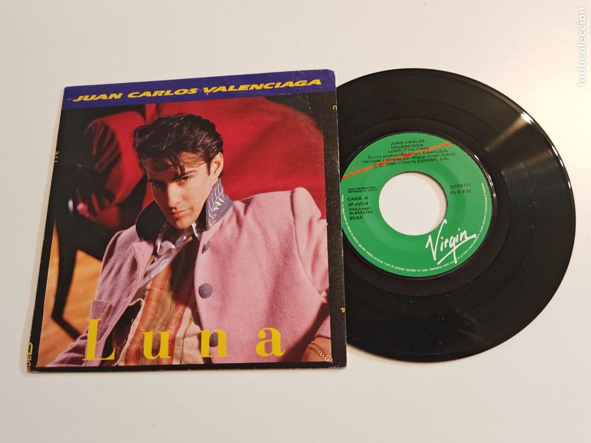 Discos de vinilo: JUAN CARLOS VALENCIAGA Luna / Un dia de invierno SINGLE PROMOCIONAL DE VINILO TINO CASAL A&Ntilde;O 1990