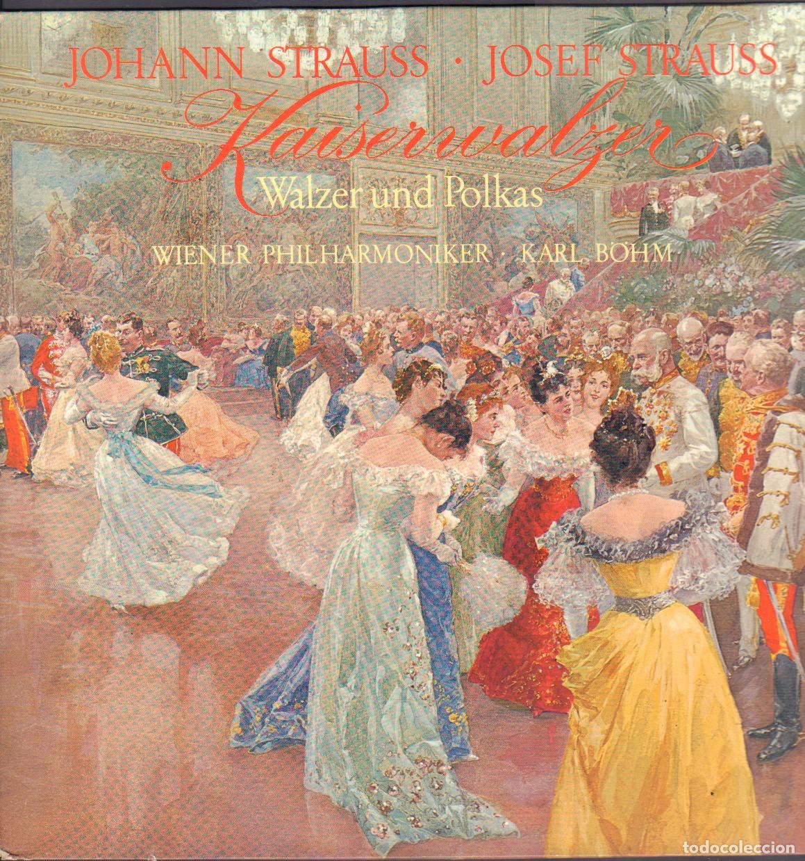 Discos de vinilo: JOHANN & JOSEF STRAUSS - KAISERWALZER (WALZER UND POLKAS). KARL B&Ouml;HM / LP EXLIBRIS 1973 RF-27073