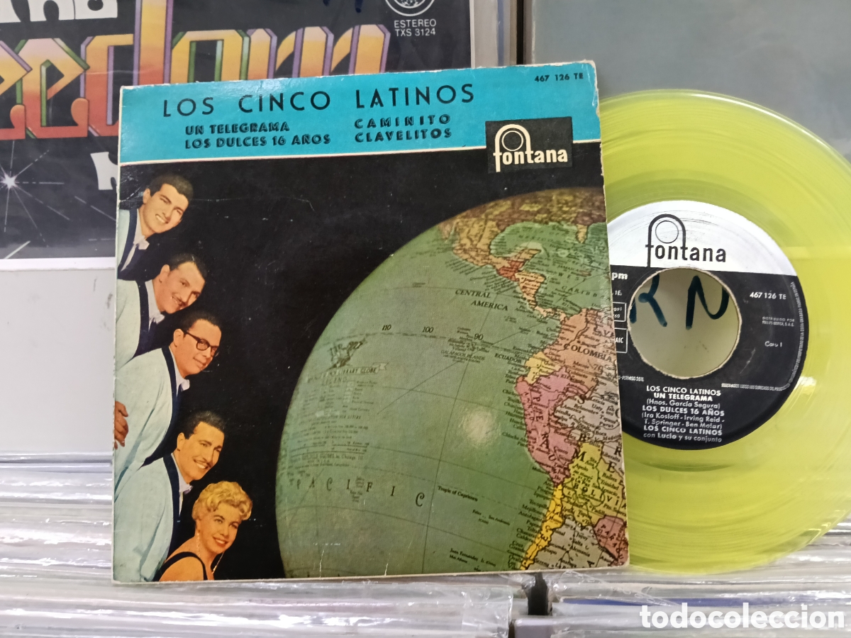 Discos de vinilo: Los cinco latinos ep un telegrama + 3 1960 vinilo amarillo