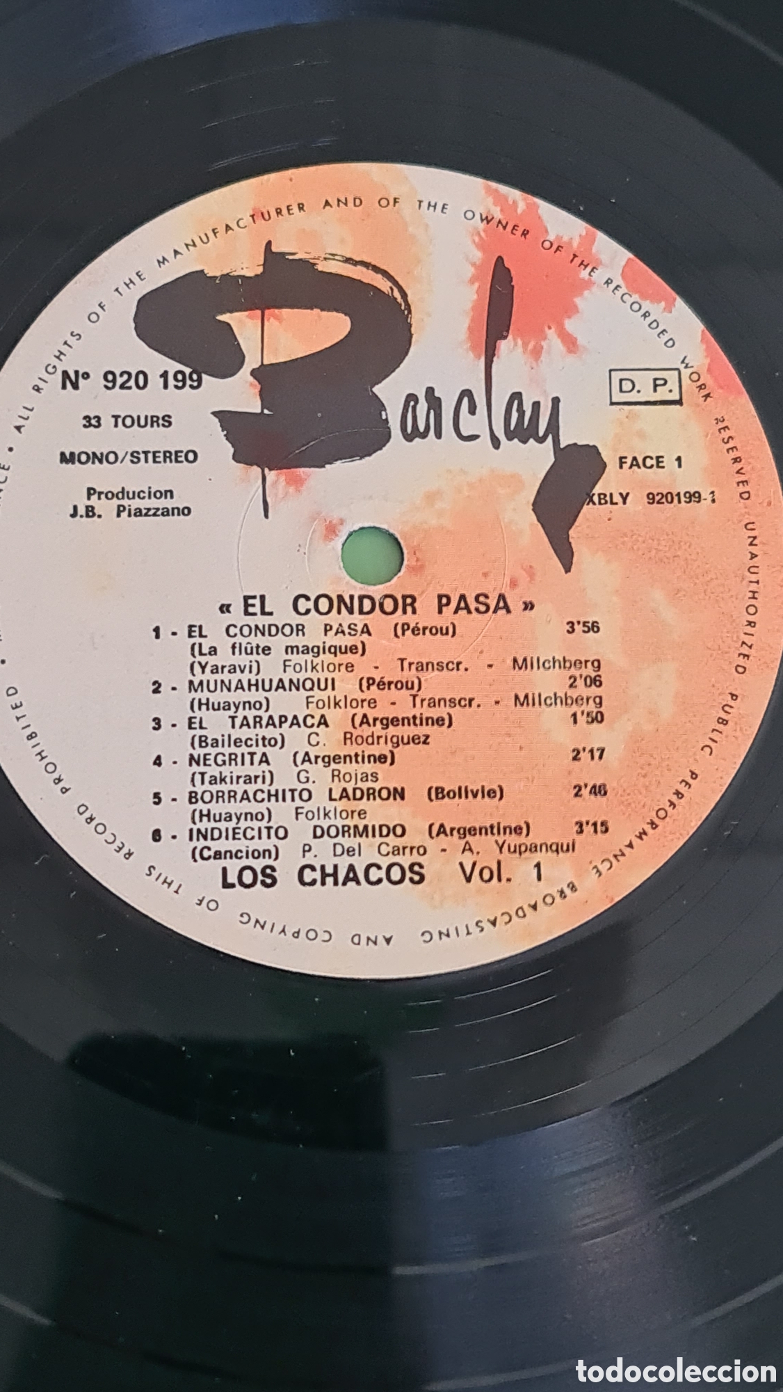 Discos de vinilo: Vinilo LP &rdquo;El Condor Pasa- Vol 1&rdquo; Los Chacos.