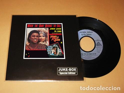 Discos de vinilo: JERMAINE JACKSON AND PIA ZADORA - WHEN THE RAIN BEGINS TO FALL - SINGLE - 1984 - JUKE-BOX
