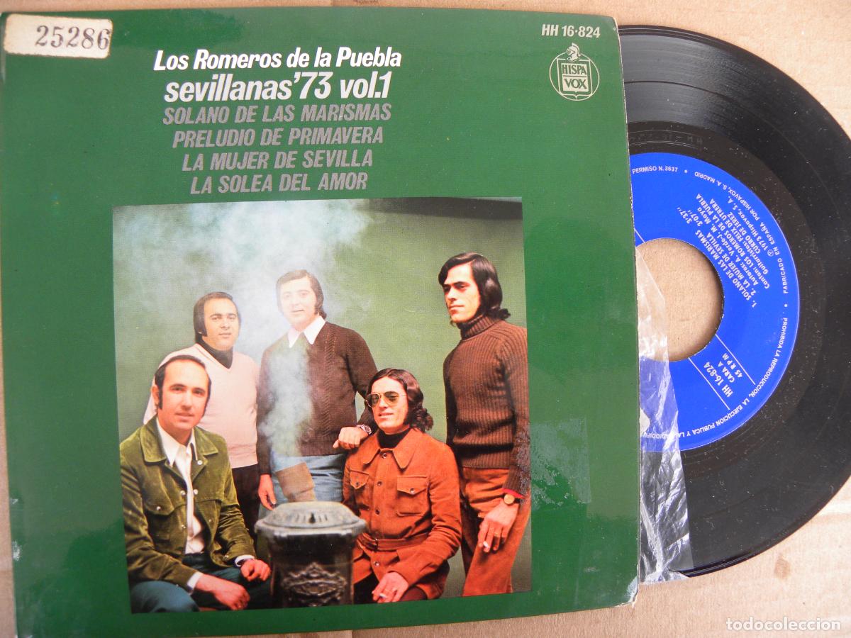 Discos de vinilo: LOS ROMEROS DE LA PUEBLA -SEVILLANAS 73 VOL. 1 -EP 1973 -BUEN ESTADO