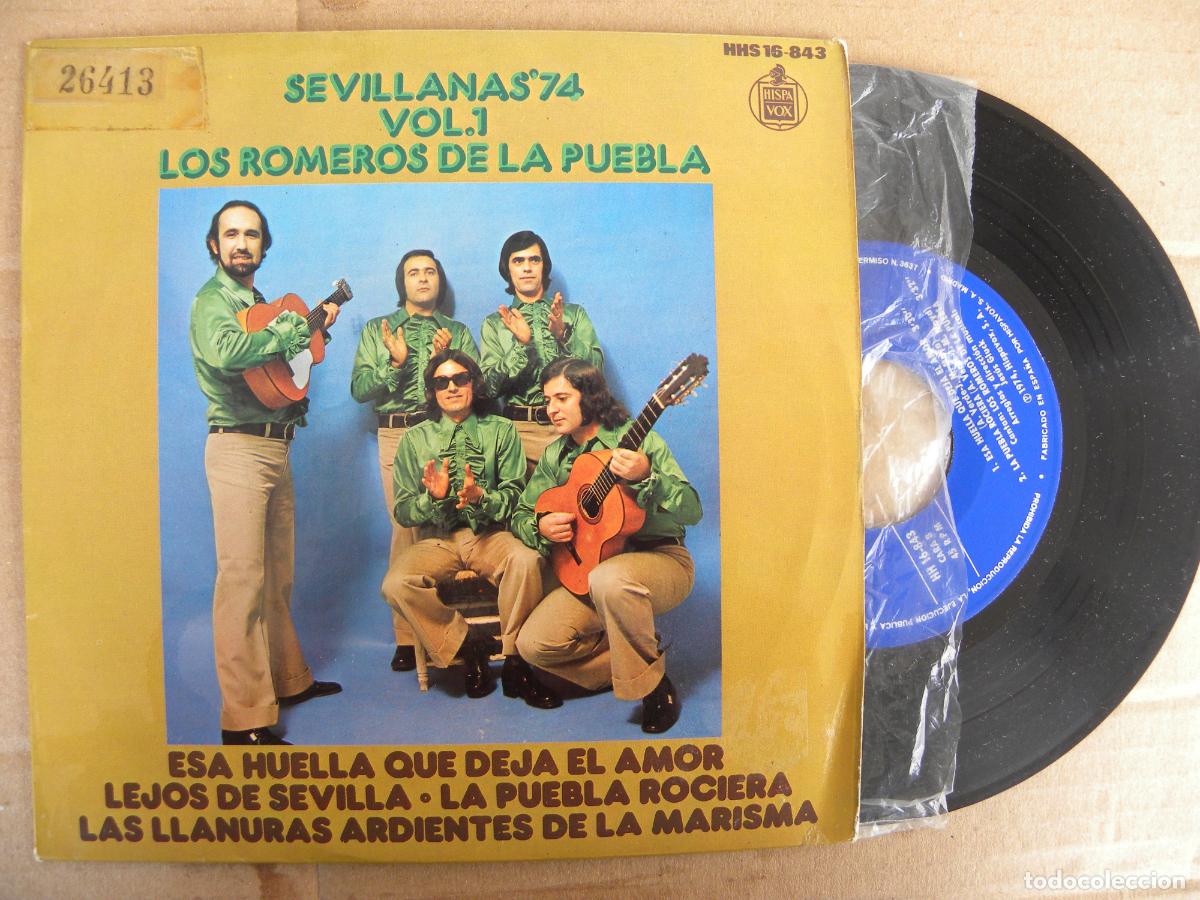 Discos de vinilo: LOS ROMEROS DE LA PUEBLA -SEVILLANAS 74 VOL. 1 -EP 1974 -BUEN ESTADO