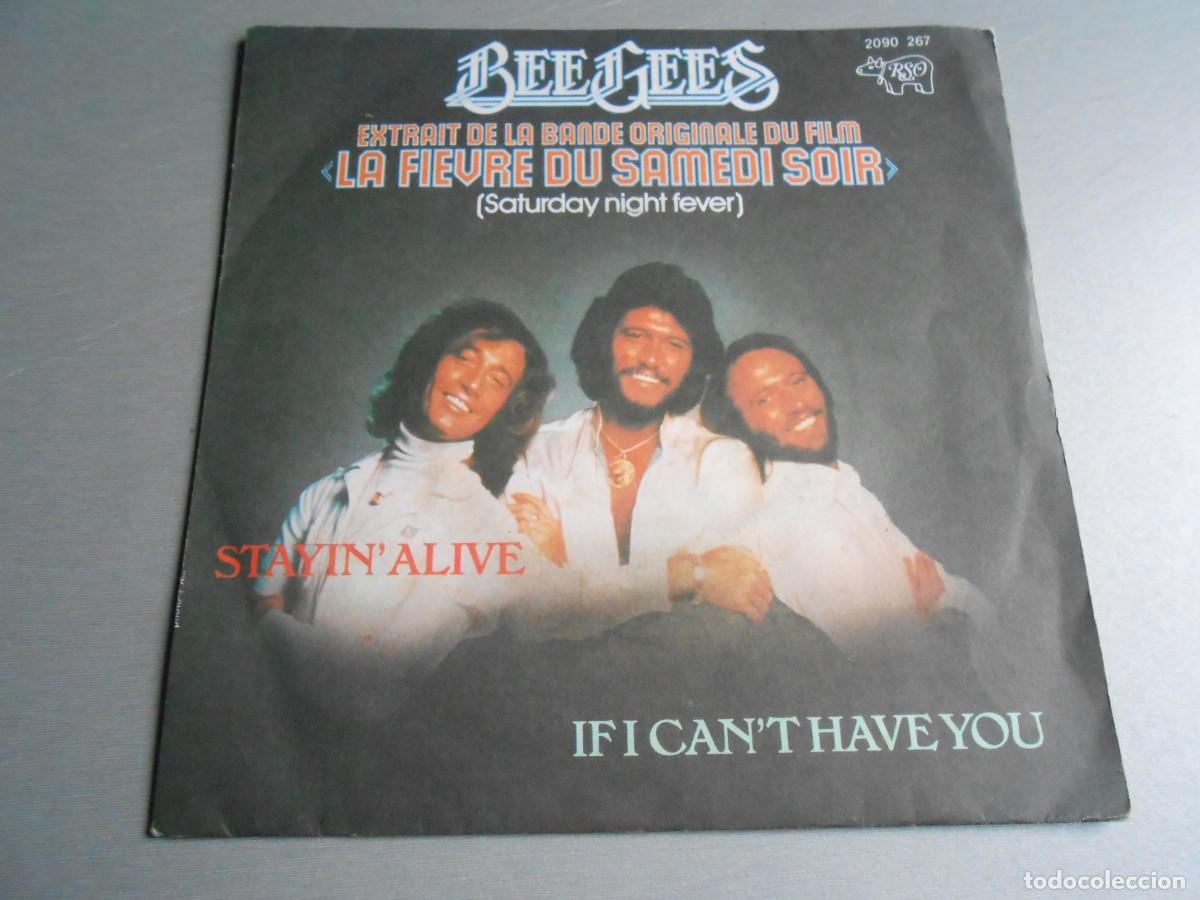 Discos de vinilo: BEE GEES, SG, STAYIN&acute; ALIVE + 1, A&Ntilde;O 1977, RSO 2090 267, MADE IN FRANCE