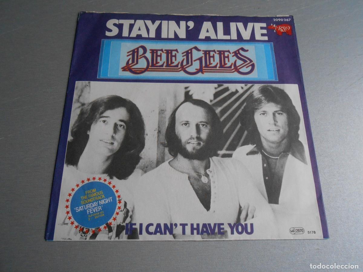 Discos de vinilo: BEE GEES, SG, STAYIN&acute; ALIVE + 1, A&Ntilde;O 1978, RSO 2090 267, MADE IN GERMANY
