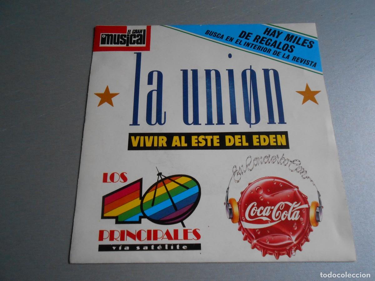 Discos de vinilo: LA UNION - 40 PRINCIPALES -, SG, VIVIR AL ESTE DEL ED&Eacute;N + 1, A&Ntilde;O 1989, WEA 1.092 PROMOCIONAL