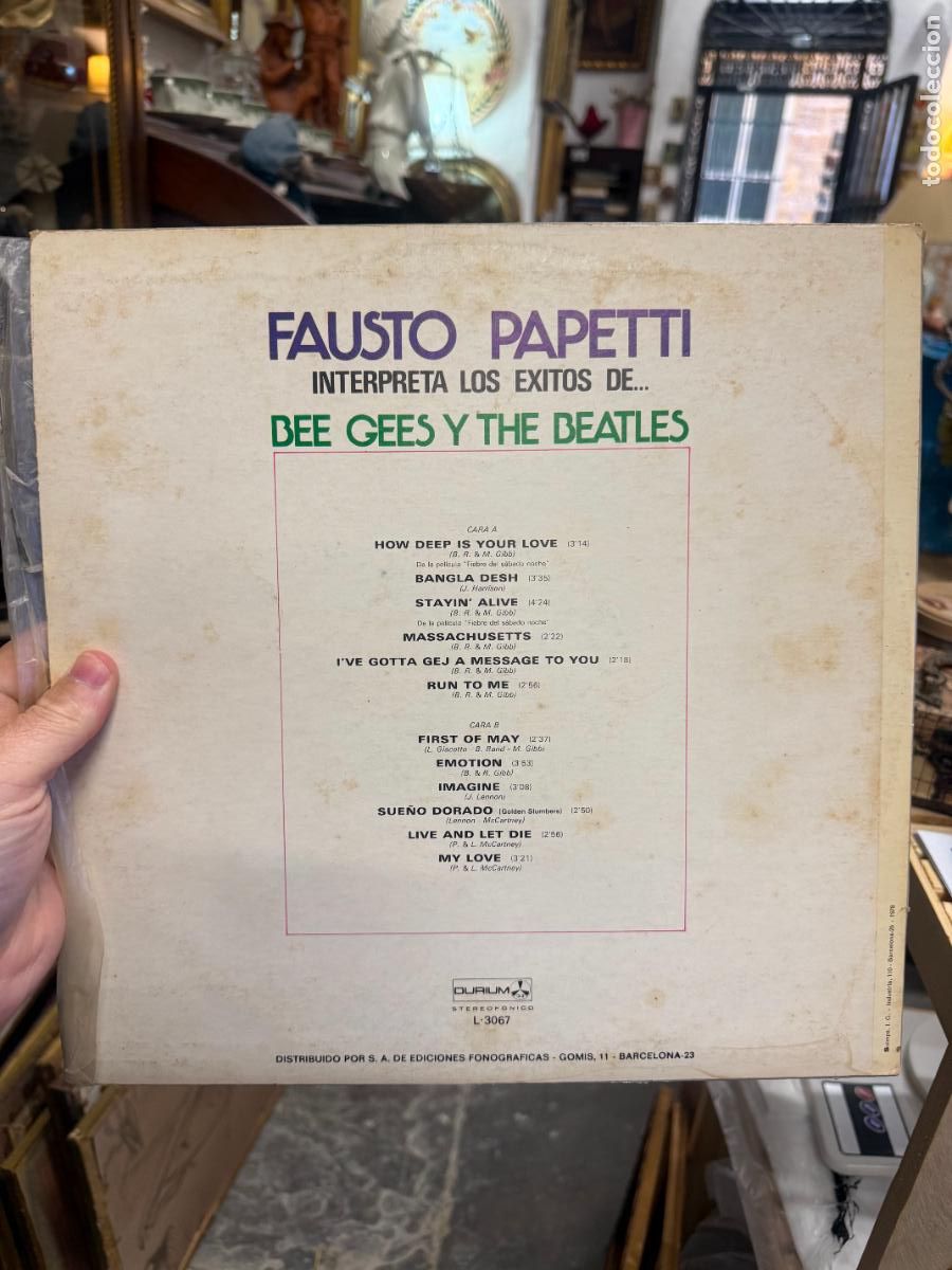 Discos de vinilo: LP FAUSTO PAPETTI - INTERPRETA LOS EXITOS DE... BEE GEES Y THE BEATLES - Foto 2