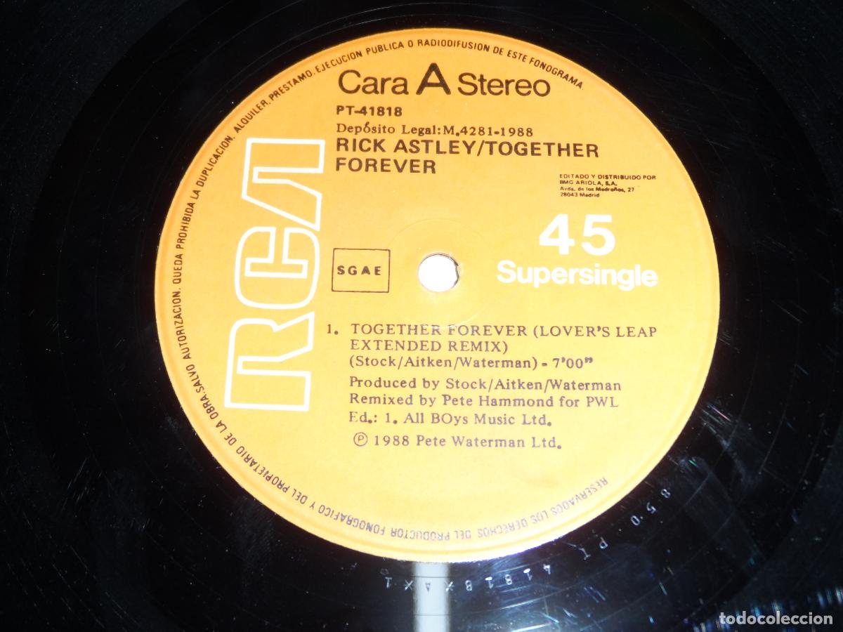 Discos de vinilo: Rick Astley &lrm;&ndash; Together Forever (SPAIN 1988) - Foto 3