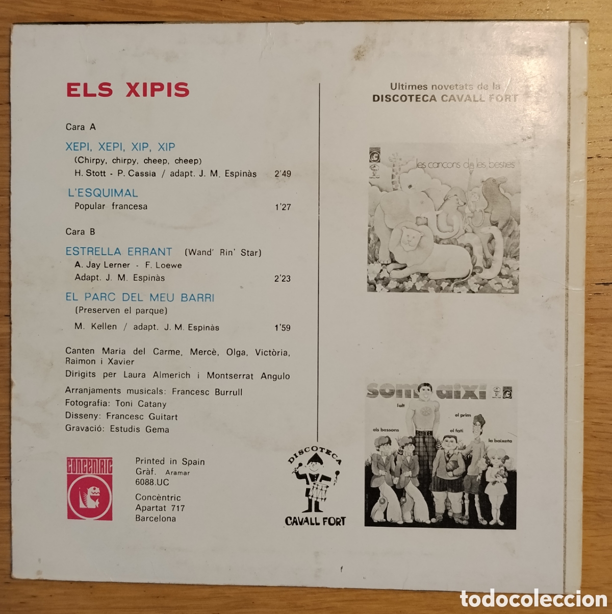 Discos de vinilo: ELS XIPIS: &rdquo;XEPI, XEPI, XIP, XIP&rdquo; E.P. VINILO 1971 - Foto 2