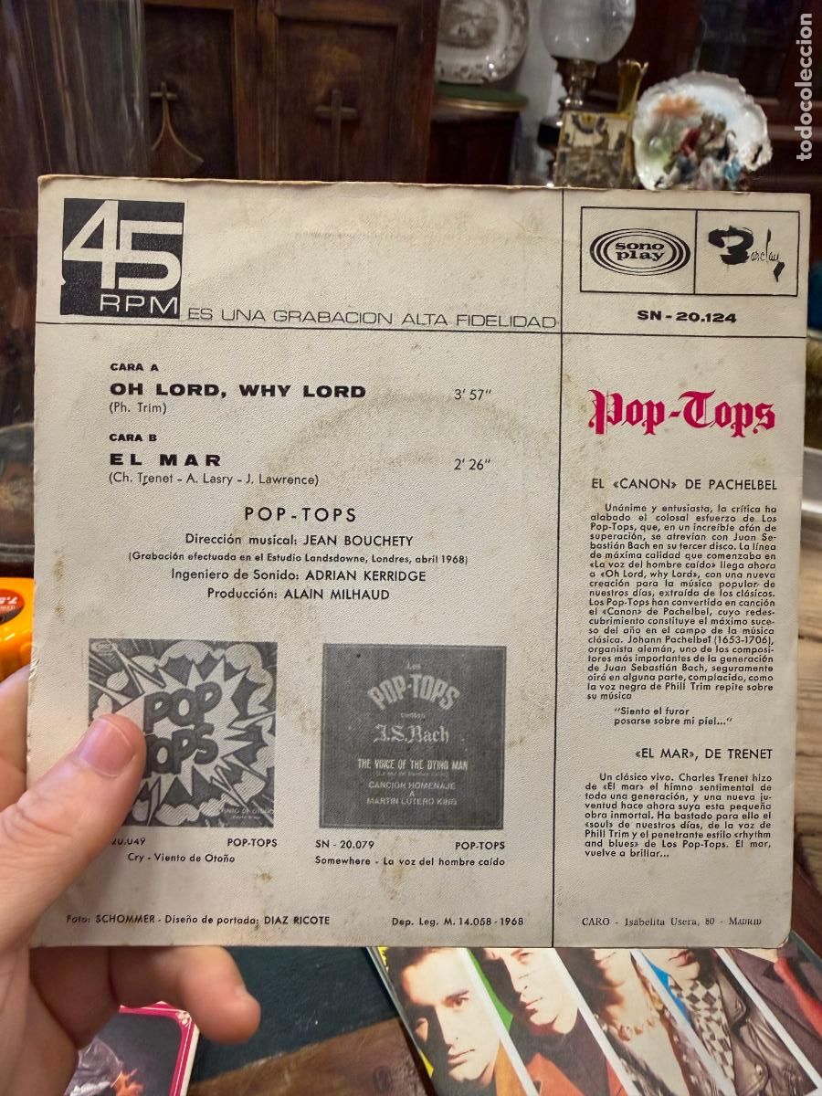 Discos de vinilo: SINGLES POP-TOPS - OH LORD, WHY LORD - Foto 2
