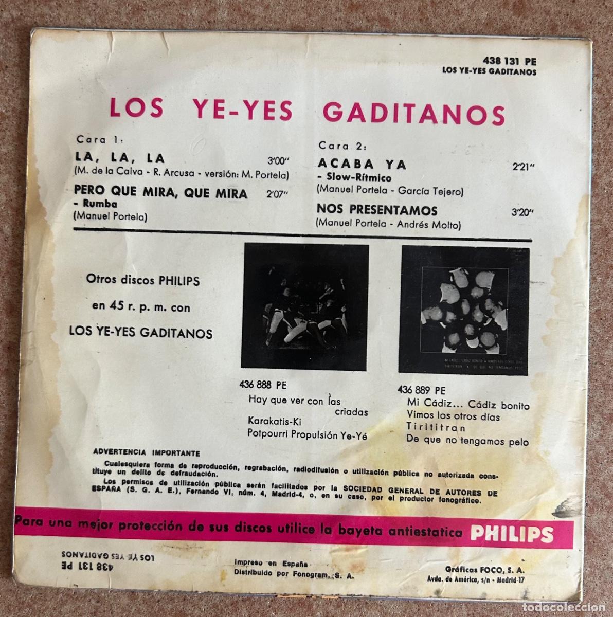 Discos de vinilo: Los yey&eacute;s gaditanos - La, la, la - 1968 - Foto 2