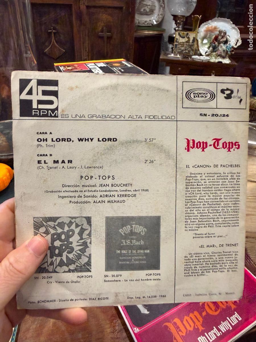 Discos de vinilo: SINGLES POP-TOPS - OH LORD, WHY LORD - Foto 2