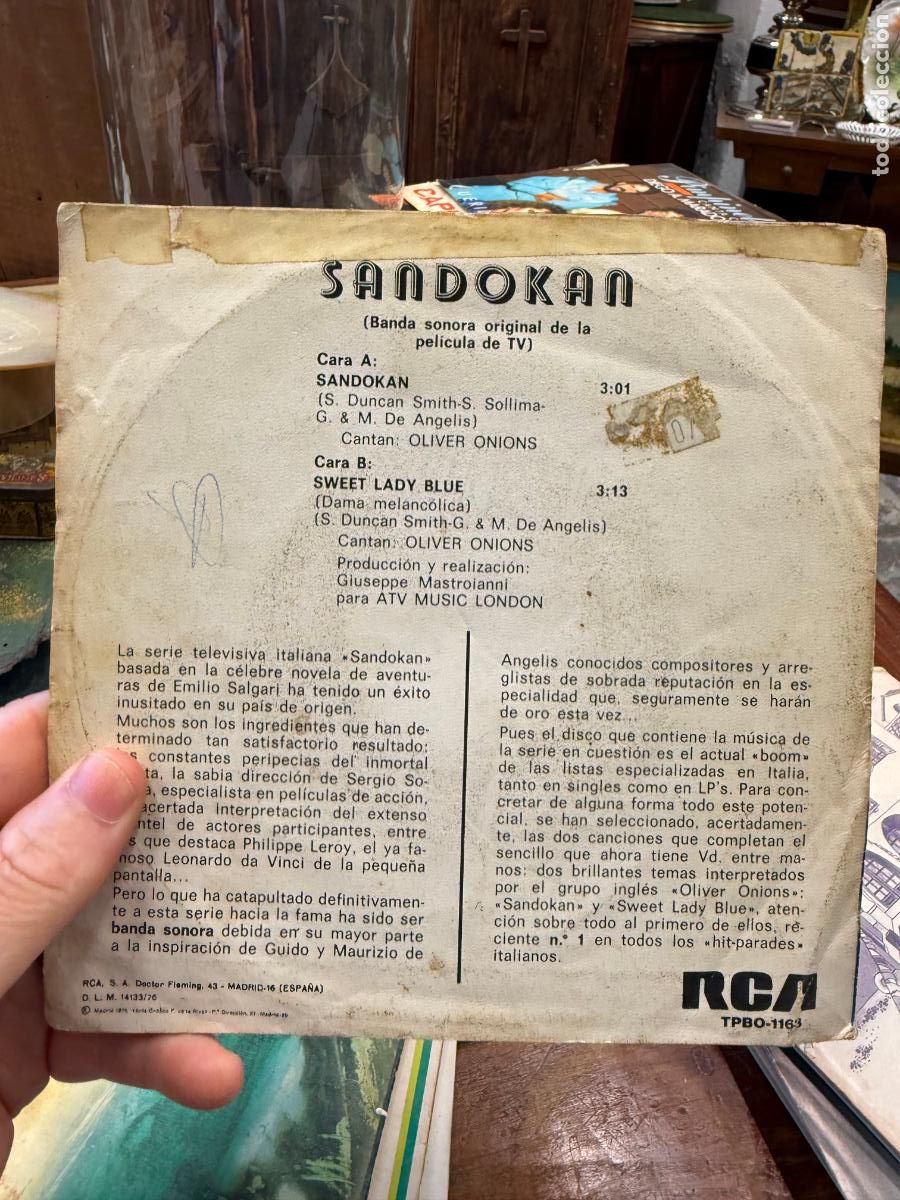 Discos de vinilo: SINGLES SANDOKAN - SWEEL LADY BLUE - Foto 2