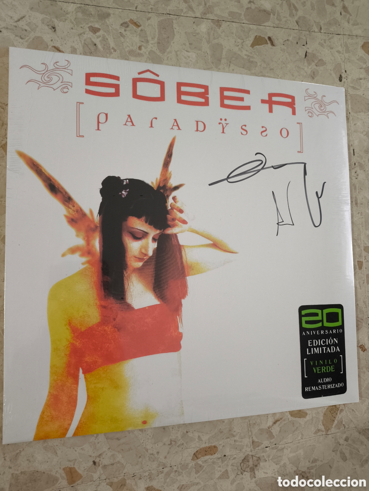 Discos de vinilo: Album lp disco vinilo Sober paradysso 20 aniversario verde firmado nuevo
