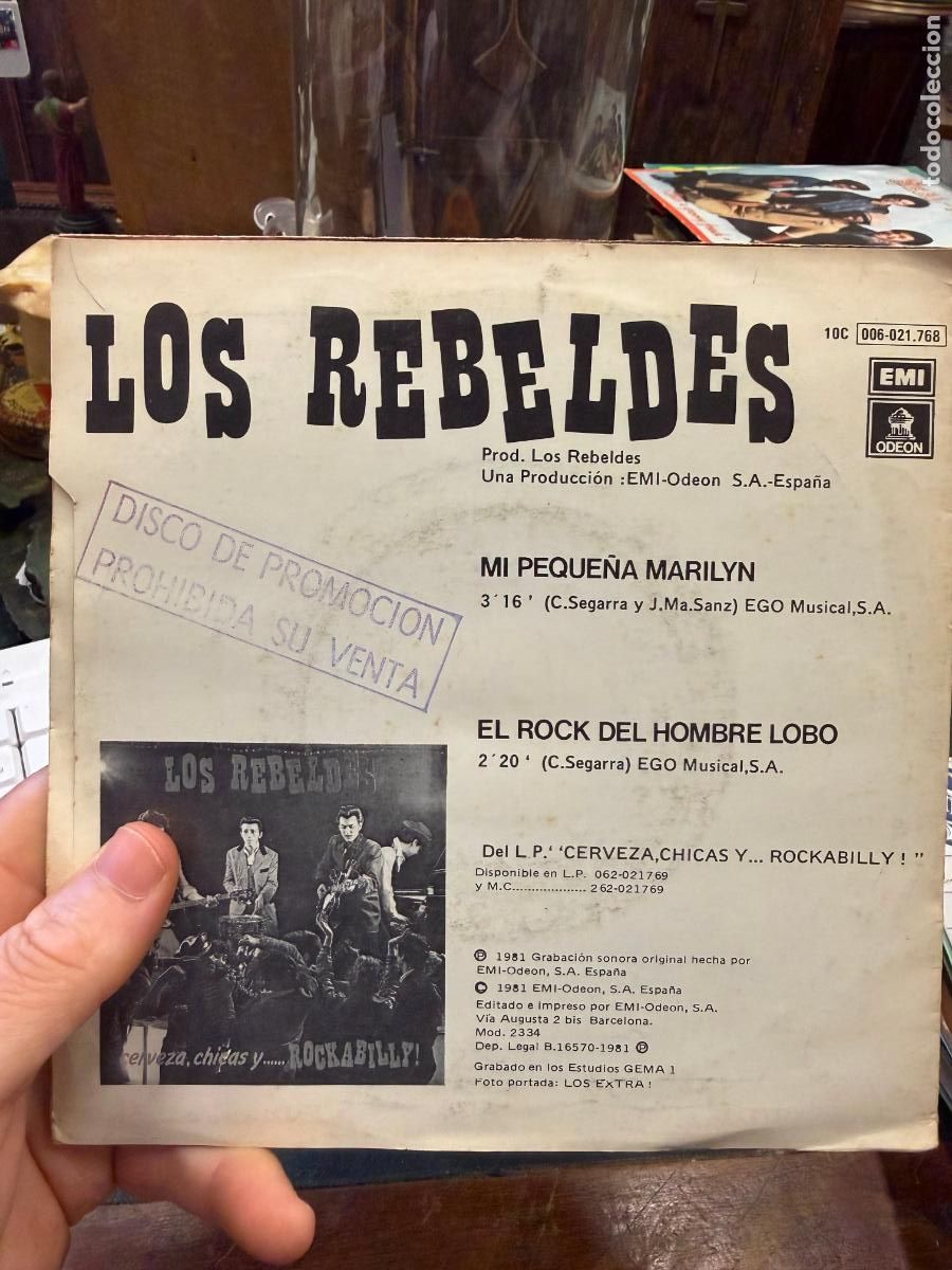 Discos de vinilo: SINGLES LOS REBELDES - MI PEQUE&Ntilde;A MARILYN - Foto 2