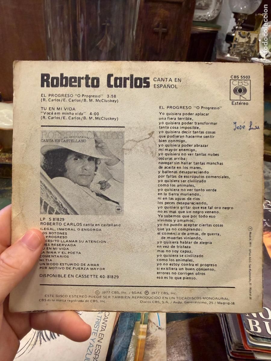 Discos de vinilo: SINGLES ROBERTO CARLOS - EL PROGRESO - Foto 2