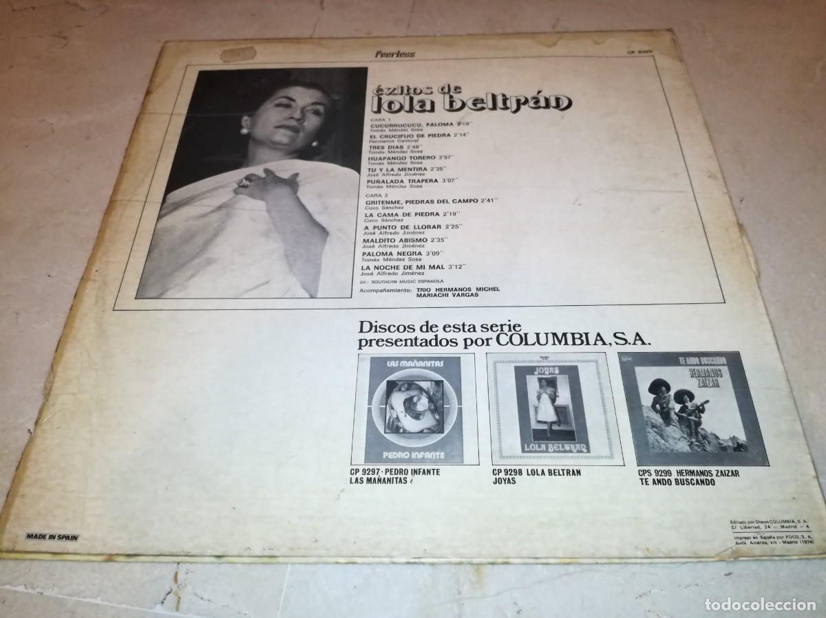 Discos de vinilo: EXITOS DE LOLA BELTRAN-ORIGINAL 1974 - Foto 2