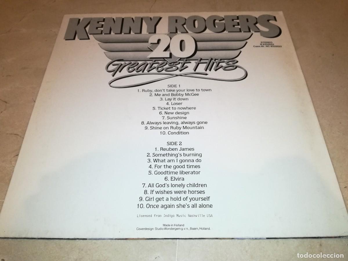 Discos de vinilo: KENNY ROGERS-20 GREATEST HITS - Foto 2