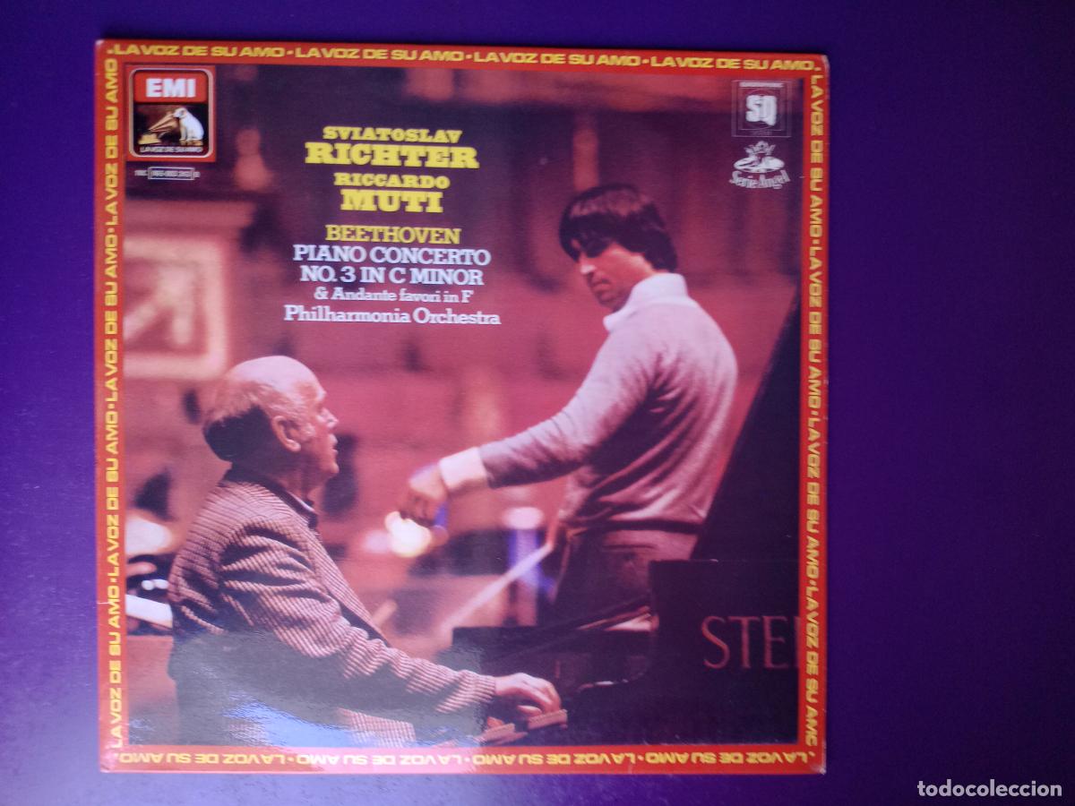 Discos de vinilo: Beethoven - Sviatoslav Richter, Riccardo Muti - PIANO CONCIERTO N&ordm;3 - LP EMI 1980 CUADRAFONICO