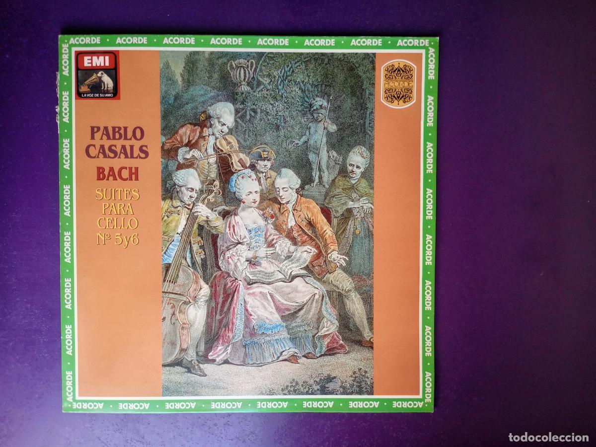 Discos de vinilo: Bach - Pablo Casals &ndash; Suites Para Cello N&deg; 5 & 6- LP EMI 1985 -