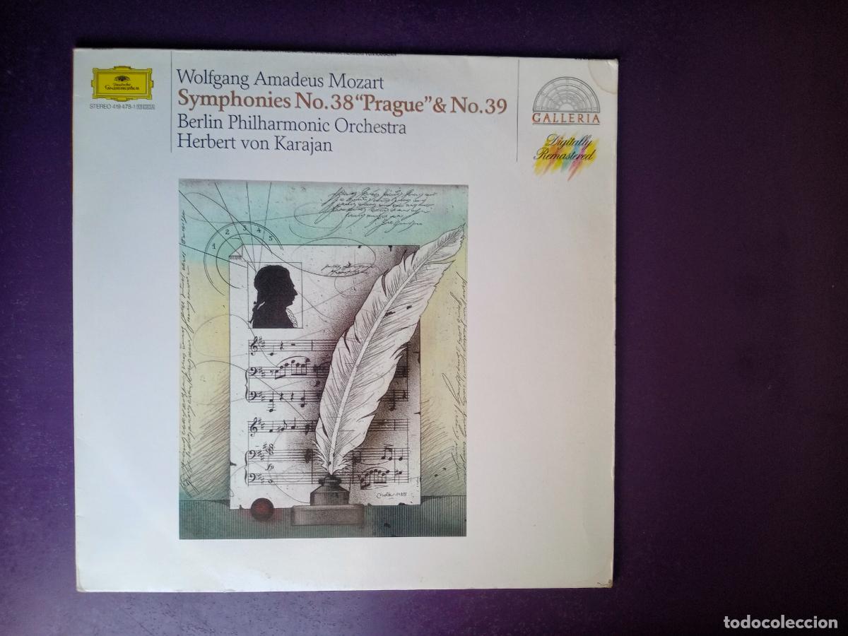 Discos de vinilo: Mozart - SINFONIA N&ordm;38 PRAGA, &ordm;39 - FILARM BERLIN, Karajan - LP DEUTSCHE 1987